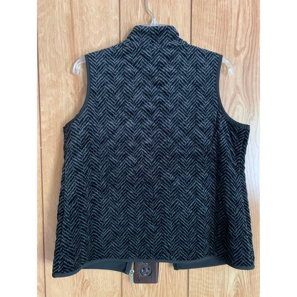 Charter Club herringbone textured vest women's size small black gray full zip - Picture 2 of 13